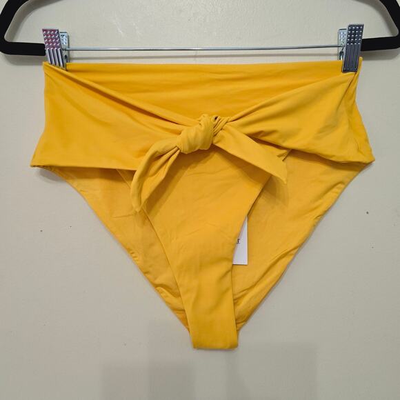 New Onia X WeWoreWhat Riviera Bikini Bottom Large Citrus Yellow Women's Size L - Picture 6 of 10